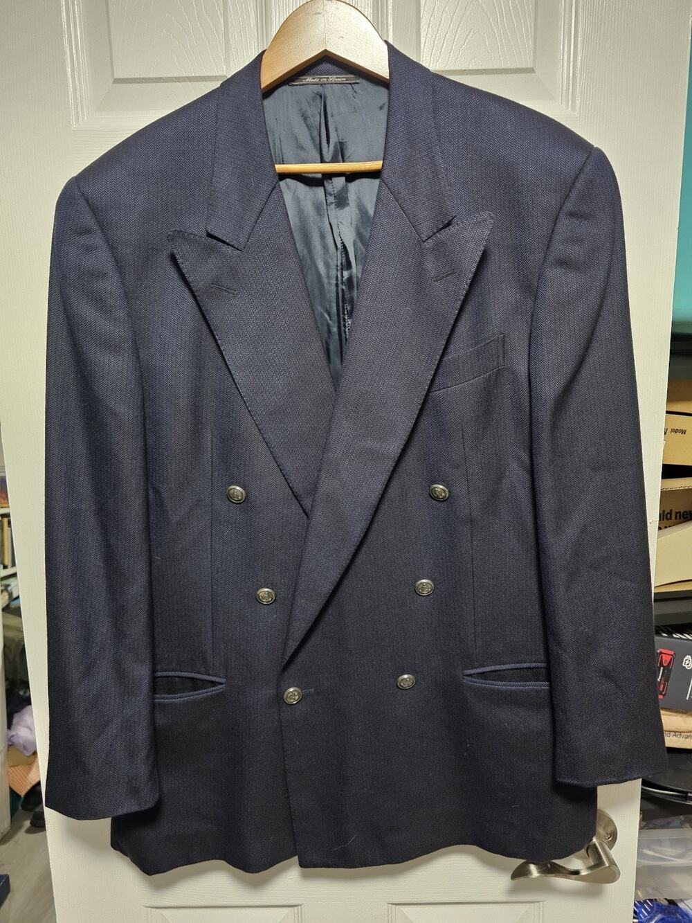 DUNHILL VINTAGE NAVY DOUBLE BREASTED JACKET BLAZER DOUBLE VENT 54R